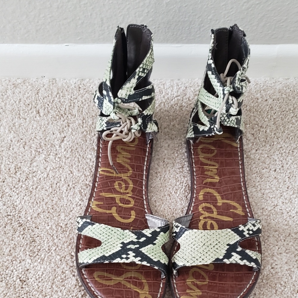 Sam Edelman green snakeskin sandals